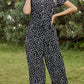 Black Printed V-Neck Short Sleeve Jumpsuit