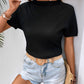 Ribbed Round Neck Short Sleeve T-Shirt