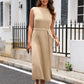 Sleeveless Round Neck Slit Sweater Dress
