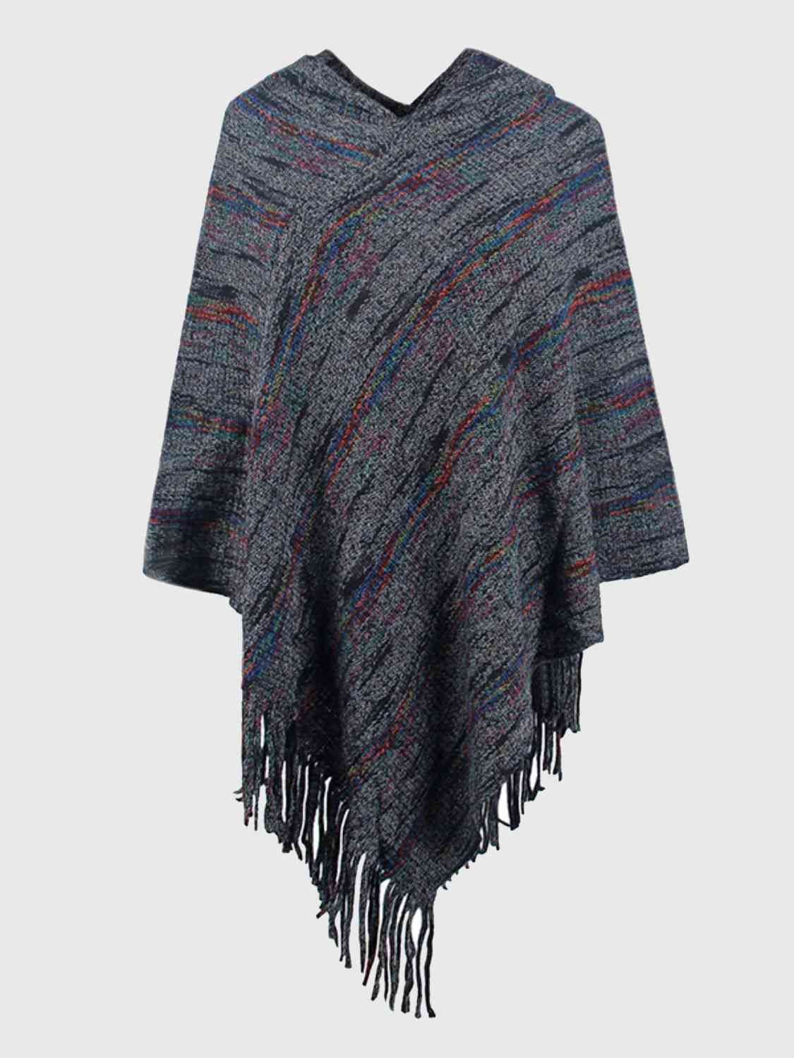 Beauty Bea One Size Fringe Hem Hooded Poncho