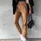 Smocked High Waist Pants with Pockets