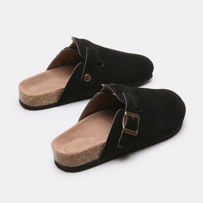 Suede Shoe Closed Toe Buckle Slides