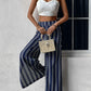 Women's Striped Slit Wide Leg Pants