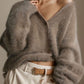 Button Up Dropped Shoulder Cardigan