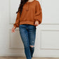 Exposed Seam Half Button Long Sleeve Sweatshirt