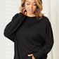 Double Take Light Gray Full Size Seam Detail Round Neck Long Sleeve Top
