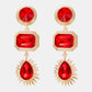 Geometrical Shape Zinc Alloy Frame Glass Dangle Earrings