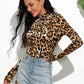 Leopard Mock Neck Long Sleeve T-Shirt