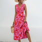 Tied Printed Surplice Tiered Dress