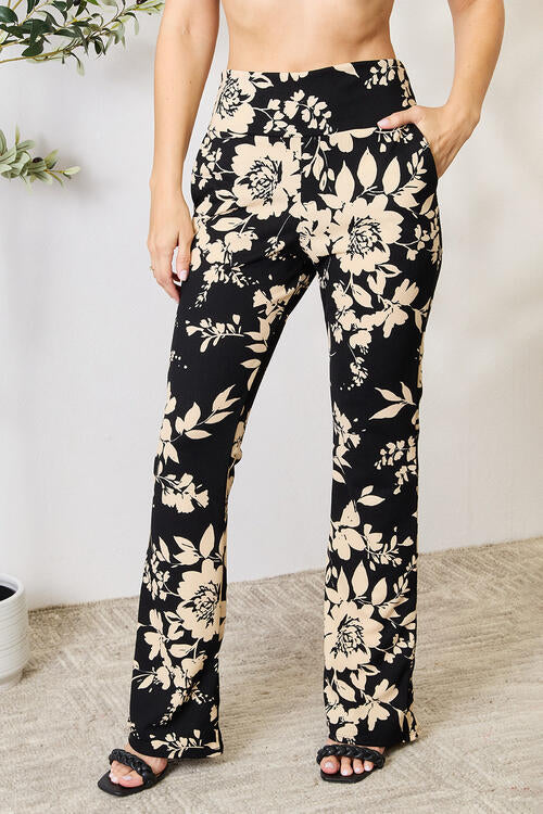 Heimish Full Size High Waist Floral Flare Pants *