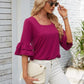 Ruffled Suqare Neck Half Sleeve Blouse