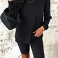Ribbed Round Neck Dropped Shoulder Top and Shorts Set