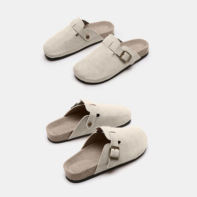 Suede Shoe Closed Toe Buckle Slides