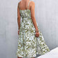 Floral Frill Trim Scoop Neck Spaghetti Strap Dress