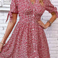 Ditsy Floral Tied Puff Sleeve Button Front Dress