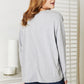 Double Take Light Gray Full Size Seam Detail Round Neck Long Sleeve Top