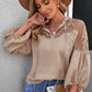 Women's Full Size Embroidered Tie-Neck Puff Sleeve Blouse