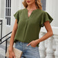 Notched Cap Sleeve T-Shirt