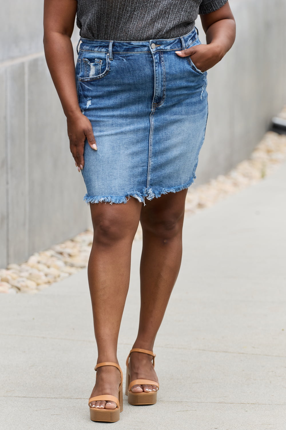 RISEN Amelia Full Size Denim Mini Skirt *