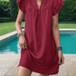 Frill Notched Flounce Sleeve Mini Dress