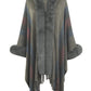 One Size Color Block Fringe Detail Poncho