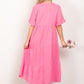 VERY J Soft Crinkle Gauze Short Sleeve Midi Dress