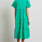 HEYSON Full Size Cotton Poplin Ruffled Tiered Midi Dress