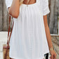 Eyelet Square Neck Puff Sleeve T-Shirt