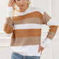 LoveByHannah Striped Round Neck Ochre Long Sleeve Knit Top