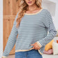 Striped Round Neck Drop Shoulder T-Shirt