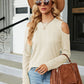 Full Size Dropped Shoulder Long Sleeve Blouse