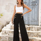 Full Size Buttoned High Waist Relax Fit Long Pants