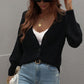 Rib-Knit Plunge Raglan Sleeve Cardigan