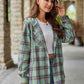 Full Size Plaid Long Sleeve Hooded Jacket