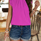 Frill Ruched Mock Neck Sleeveless Blouse