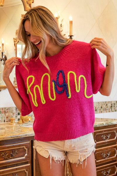 BiBi MOM Contrast Round Neck Sweater  *