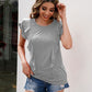 Ruffled Round Neck Cap Sleeve T-Shirt