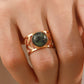 18k Women's Gold Plated Malachite Leaf Ring