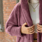 Open Front Hooded Teddy Coat