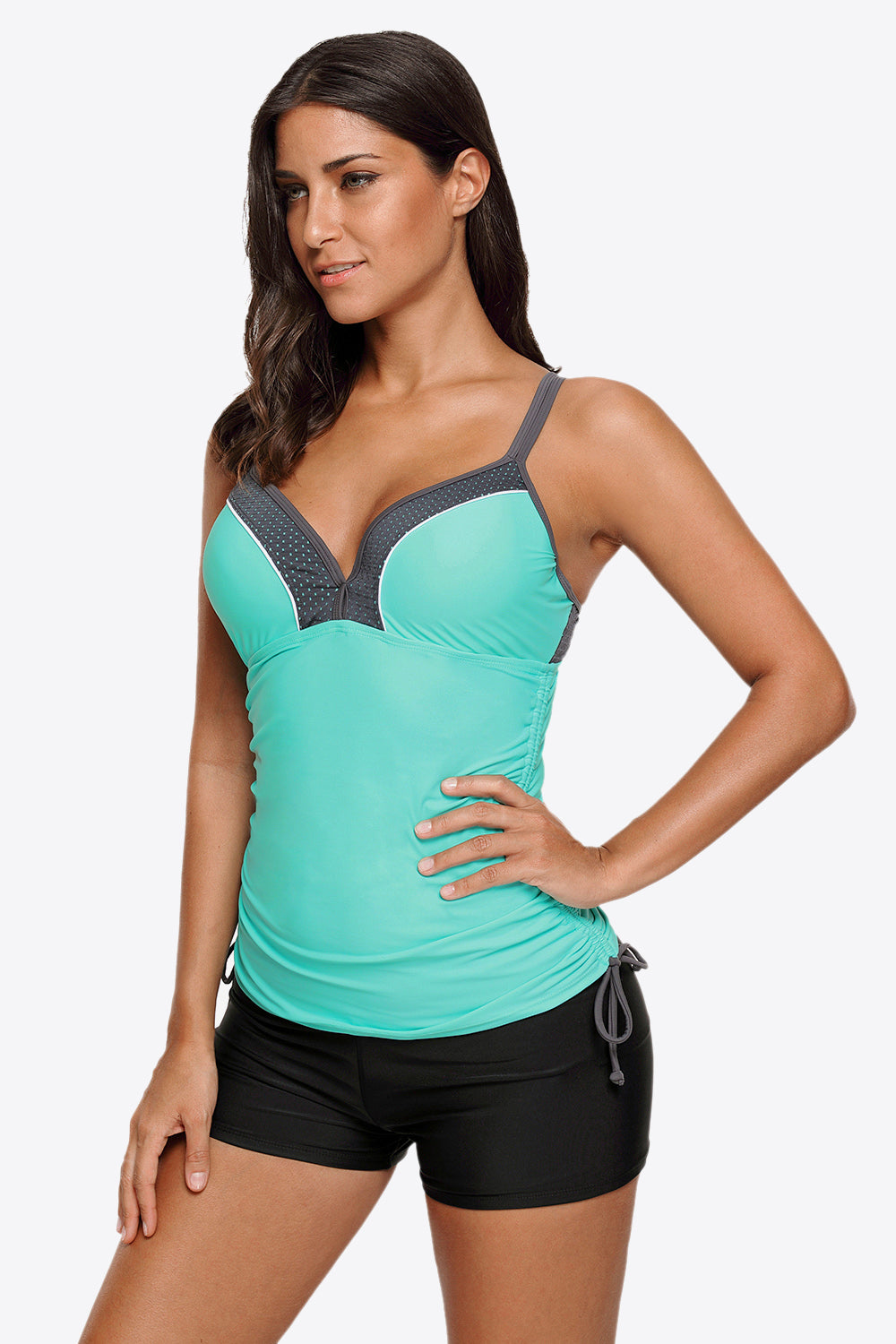 BRAZIN' Contrast Sweetheart Neck Swim Cami (Top Only)