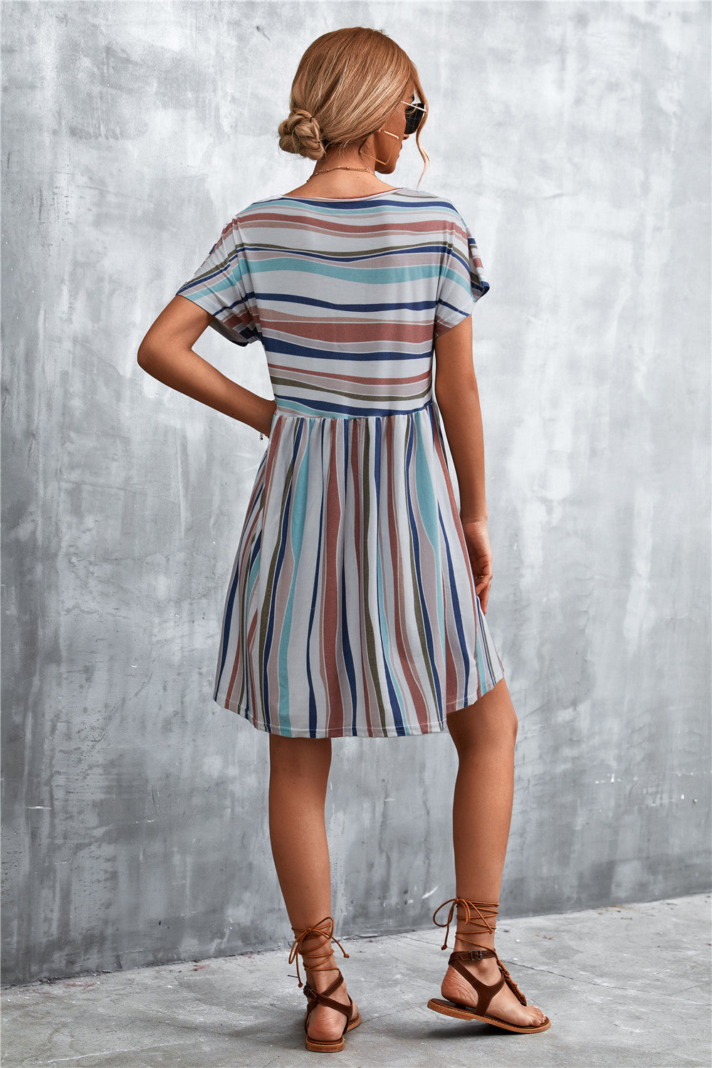 Women's Striped Round Neck Dress