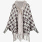 So Defined One Size Houndstooth Fringe Hem Poncho