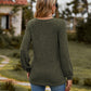 Full Size Round Neck Button-Down Long Sleeve Tee