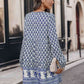Printed Tie Neck Long Sleeve Dress