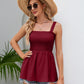 Full Size Smocked Square Neck Baby doll Tank
