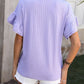 Ruffled Round Neck Short Sleeve Blouse