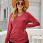 Full Size Drawstring V-Neck Long Sleeve T-Shirt