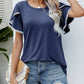 Malibu Dreams Pom-Pom Trim Flutter Sleeve Round Neck Tee