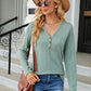 Full Size Cable-Knit Long Sleeve V-Neck T-Shirt