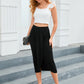 Full Size Ruched Midi Pencil Skirt